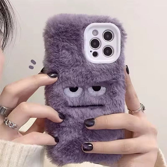 Korean Cute Funny Fluffy Phone Case For iphone 15 14 13 12 11 Pro MAX Mini X XS XR 7 8 Plus SE 2020 Girl Cover Soft Plush Coque